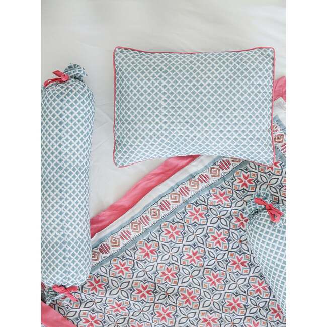 Block-Printed Cotton Crib Quilt, Seminyak Pink - Quilts - 4