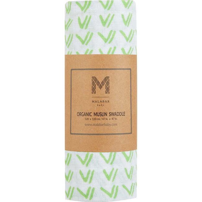 Organic Cotton Muslin Swaddle, Grass - Swaddles - 5