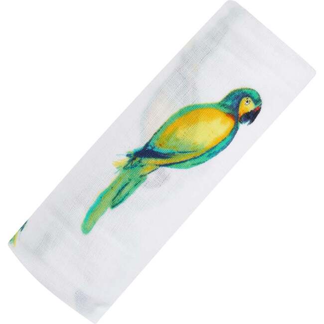 Organic Cotton Muslin Swaddle, Parrot - Swaddles - 1