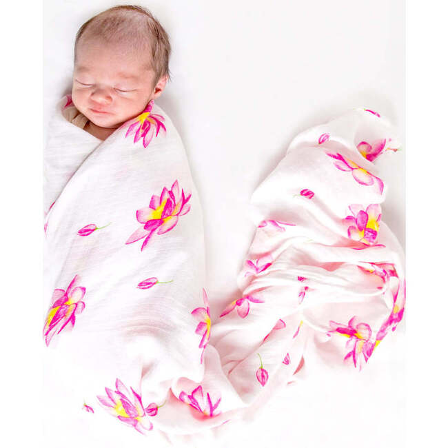 Organic Cotton Muslin Swaddle, Magical Lotus - Swaddles - 2