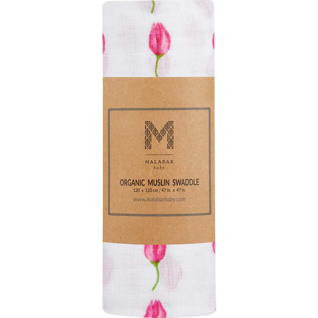 Organic Cotton Muslin Swaddle, Flower Bud - Swaddles - 5