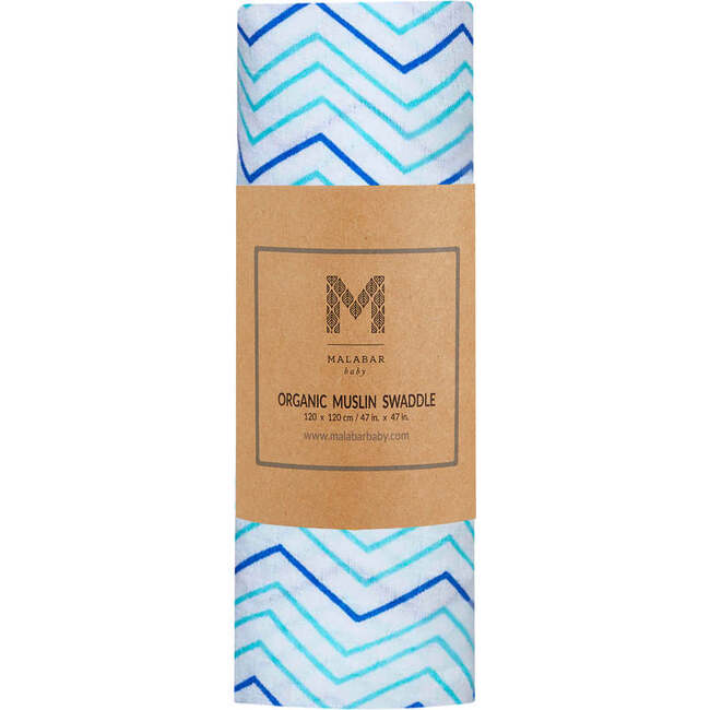 Organic Cotton Muslin Swaddle, Chevron - Swaddles - 5