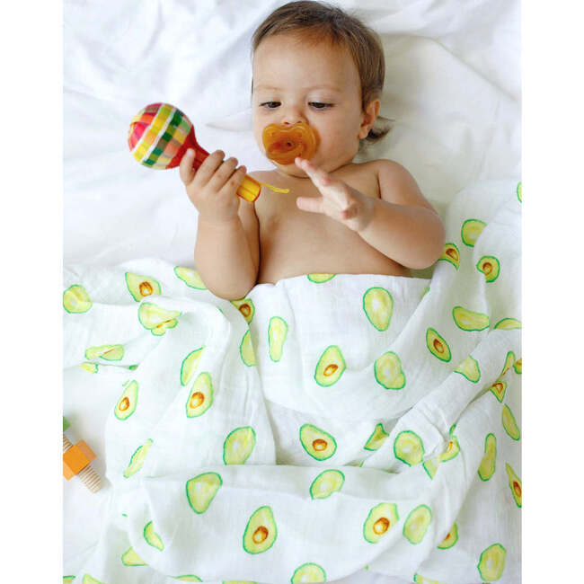 Organic Cotton Muslin Swaddle, Avocado - Swaddles - 2