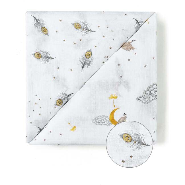 Organic Muslin Four-Layer Reversible Snug Blanket, Peace On Earth