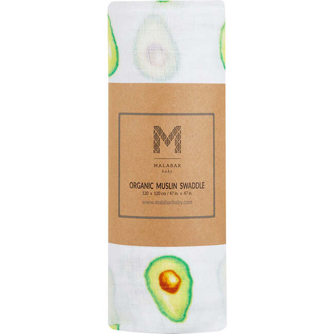 Organic Cotton Muslin Swaddle, Avocado - Swaddles - 5