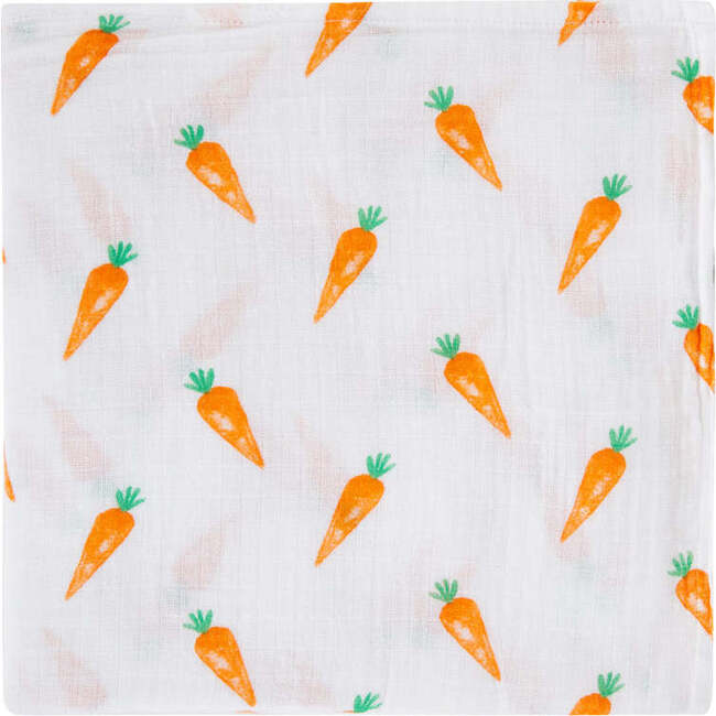 Organic Cotton Muslin Swaddle, Carrot - Swaddles - 4