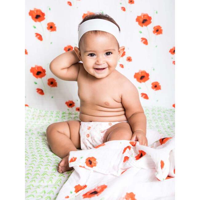 Organic Muslin Four-Layer Reversible Snug Blanket, Poppy - Blankets - 2