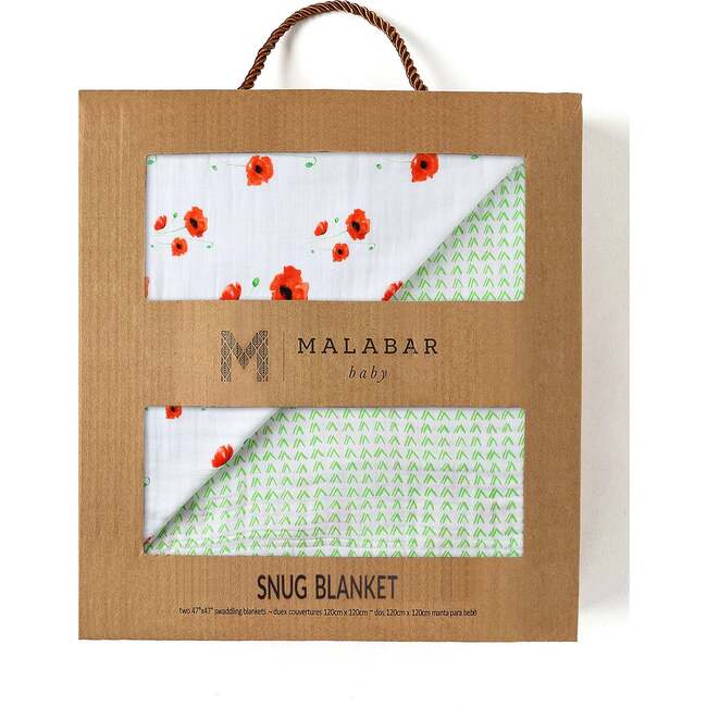 Organic Muslin Four-Layer Reversible Snug Blanket, Poppy - Blankets - 5