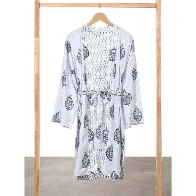 Block-Printed Cotton Women's Robe, Fort