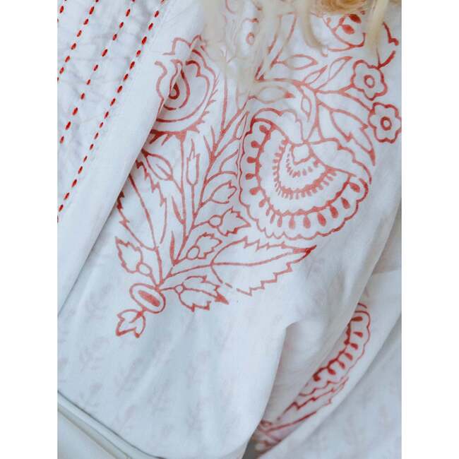 Block-Printed Cotton Women's Robe, Pink City - Robes - 4