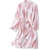 Block-Printed Cotton Women's Robe, Pink City - Robes - 5