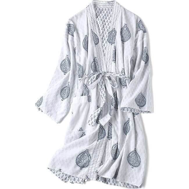 Block-Printed Cotton Women's Robe, Fort - Robes - 4