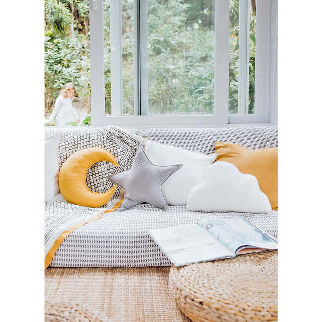 Handmade Decorative Nursery Moon Cushion/Pillow, Mustard - Pillows - 4