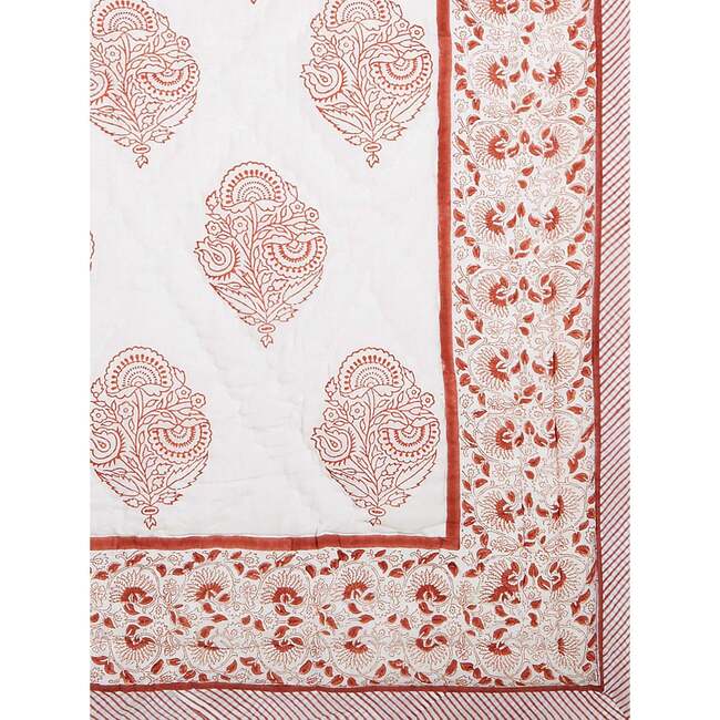 Block-Printed Cotton Quilt, Pink City - Quilts - 1