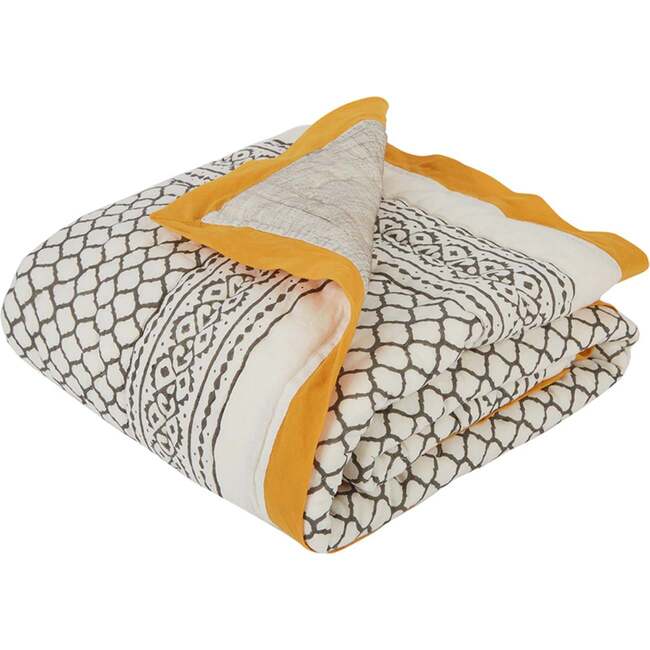 Block-Printed Cotton Crib Quilt, Erawan