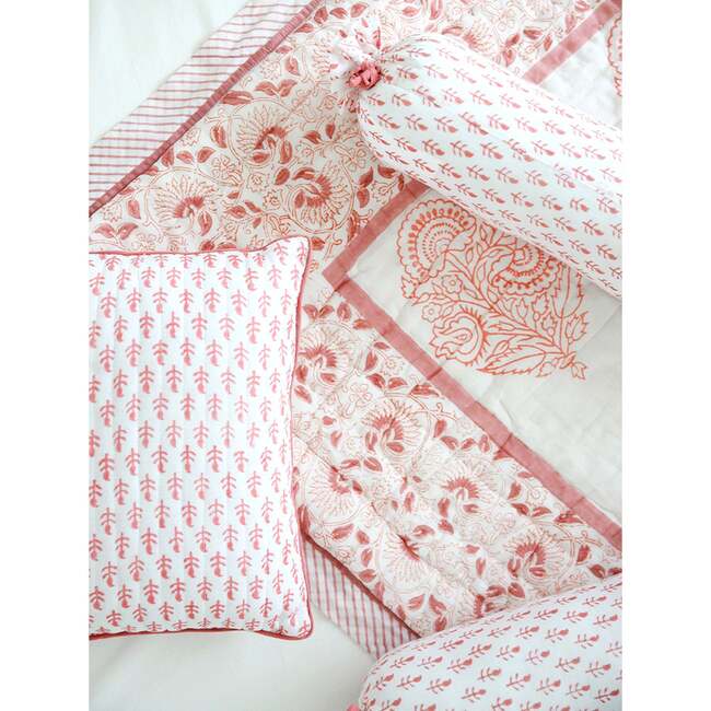 Block-Printed Cotton Crib Quilt, Pink City - Quilts - 4