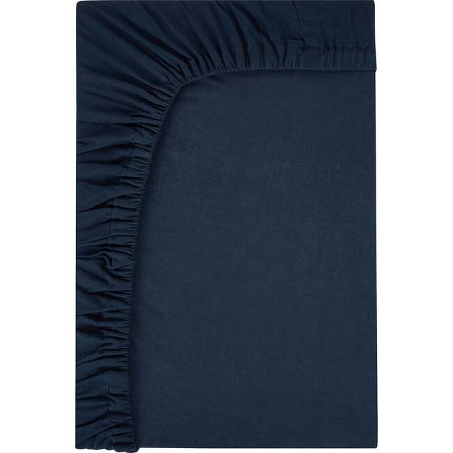 Brush-Stroked Cotton Fitted Crib Sheet, Southside Blue