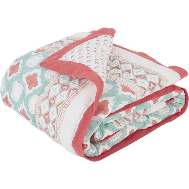 Block-Printed Cotton Crib Quilt, Miami