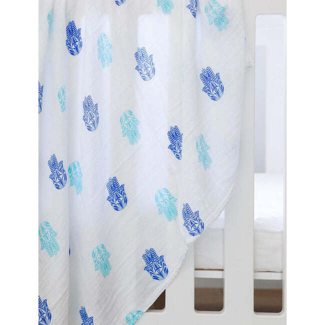 Organic Cotton Muslin Swaddle, Hamsa - Swaddles - 5