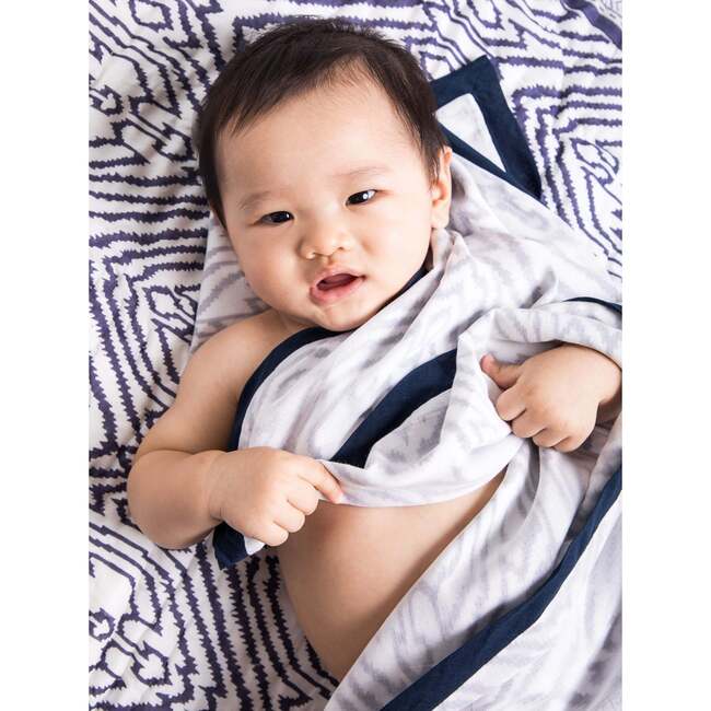 Block-Printed Cotton Dohar, Southside Blue - Blankets - 2