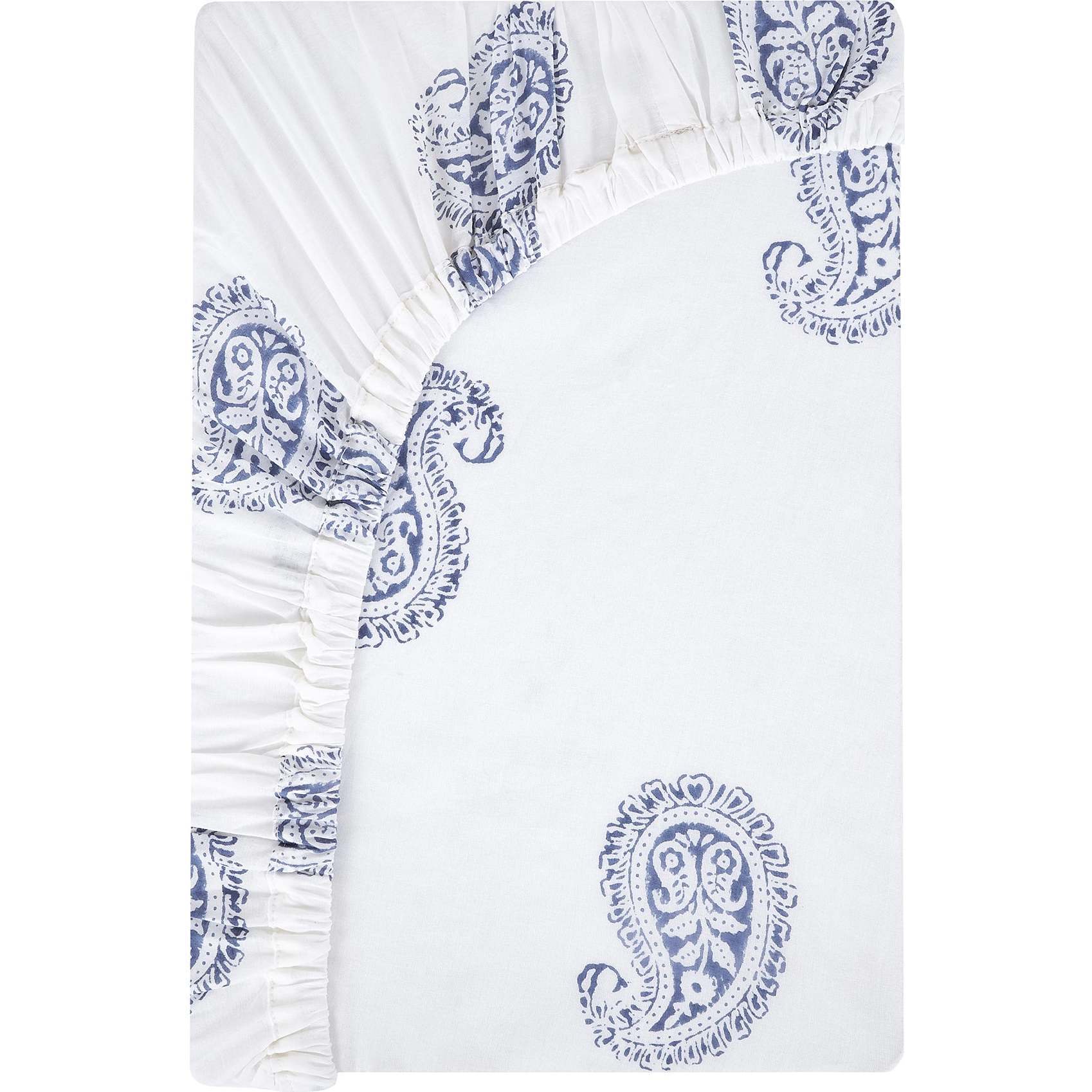 Block-Printed Cotton Fitted Crib Sheet, Fort - Crib Sheets - 1