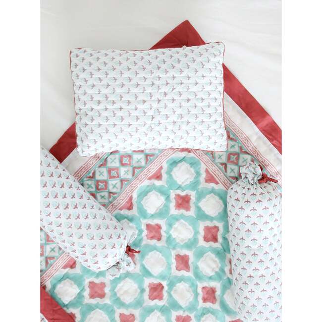 Block-Printed Cotton Crib Quilt, Miami - Quilts - 4