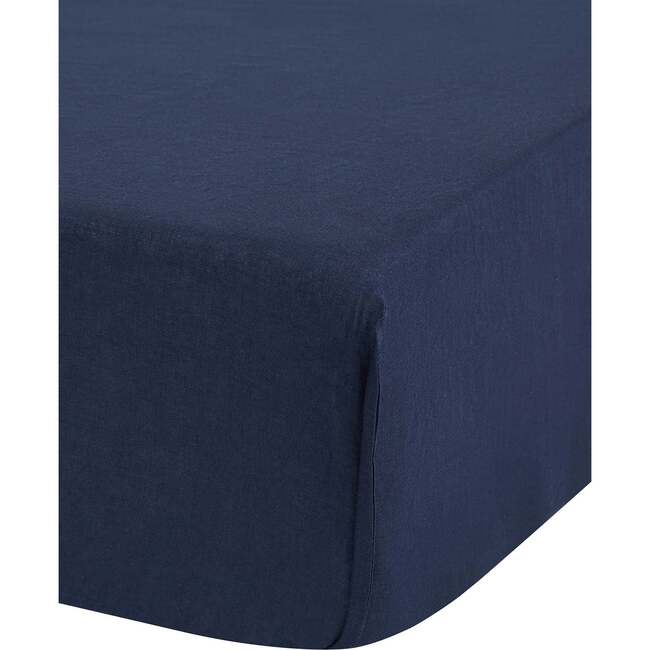 Brush-Stroked Cotton Fitted Crib Sheet, Southside Blue - Crib Sheets - 4