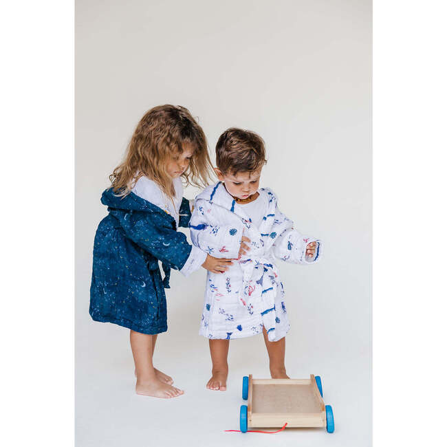 Certified Organic Muslin Reversible Bath Robe, Mystical Night - Bathrobes - 4