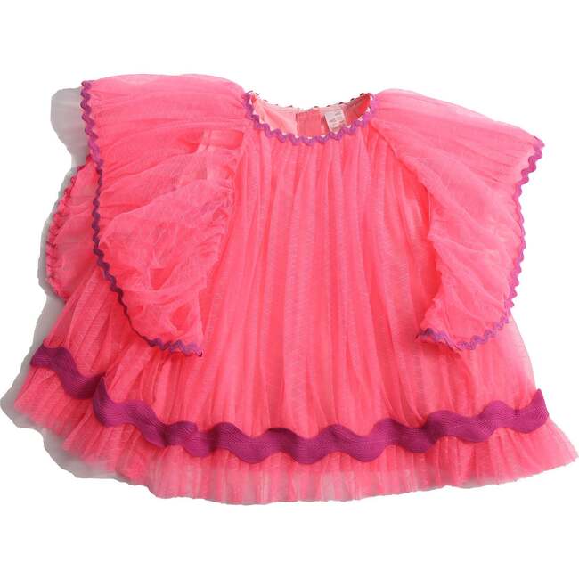 Toula Pleated Cape Blouse, Bougainvillea