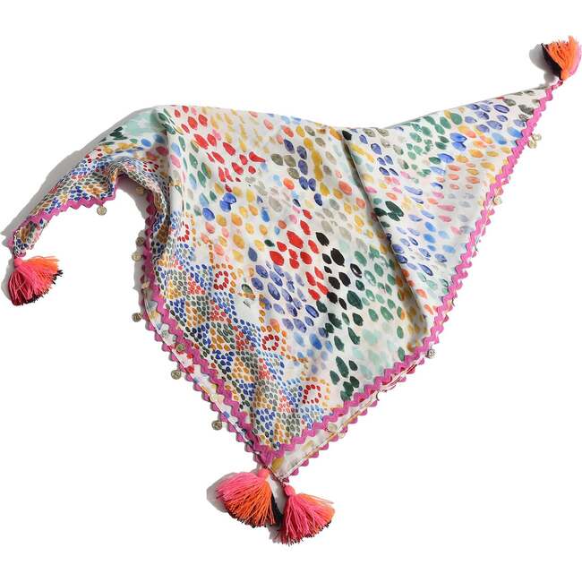 Tassel Embellished Scarf, Rainbow - Scarves - 3