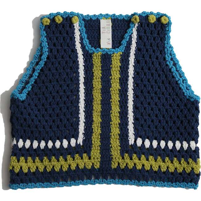 Piper Colorblock Crochet Vest, Aegean Mix