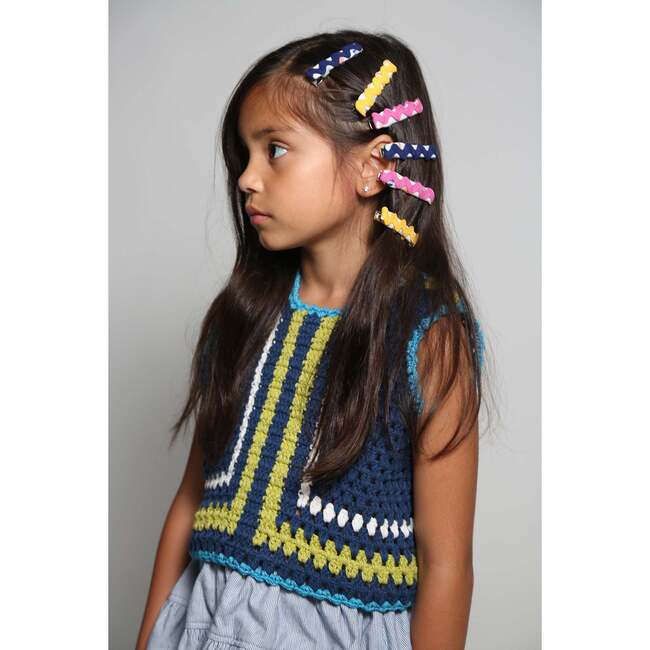 Piper Colorblock Crochet Vest, Aegean Mix - Vests - 2