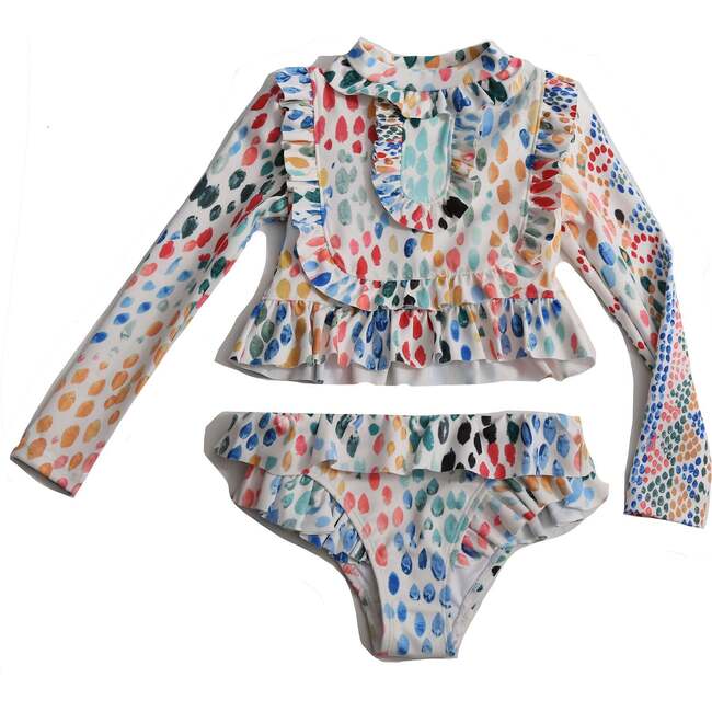Marina Ruffle Rash Guard Set, Rainbow