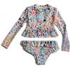 Marina Ruffle Rash Guard Set, Rainbow - Two Pieces - 1 - thumbnail