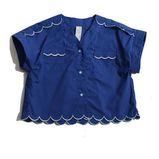 Laurel Scalloped Summer Blouse, Aegean