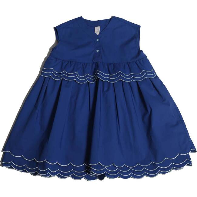Laurel Scalloped Shirt Dress, Aegean