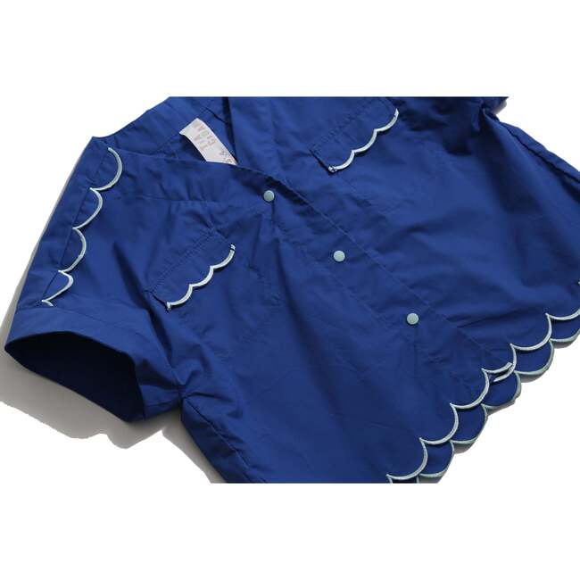 Laurel Scalloped Summer Blouse, Aegean - Blouses - 4