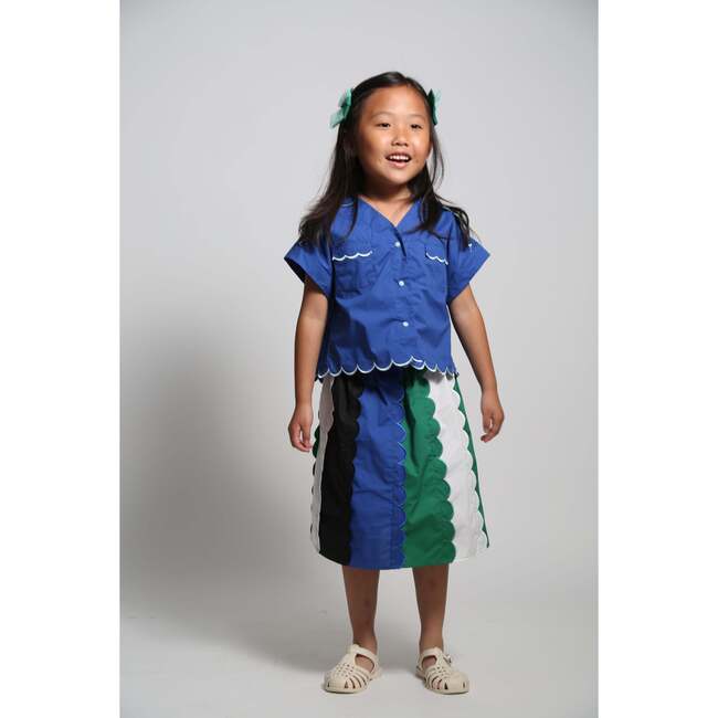 Laurel Scalloped Summer Blouse, Aegean - Blouses - 5