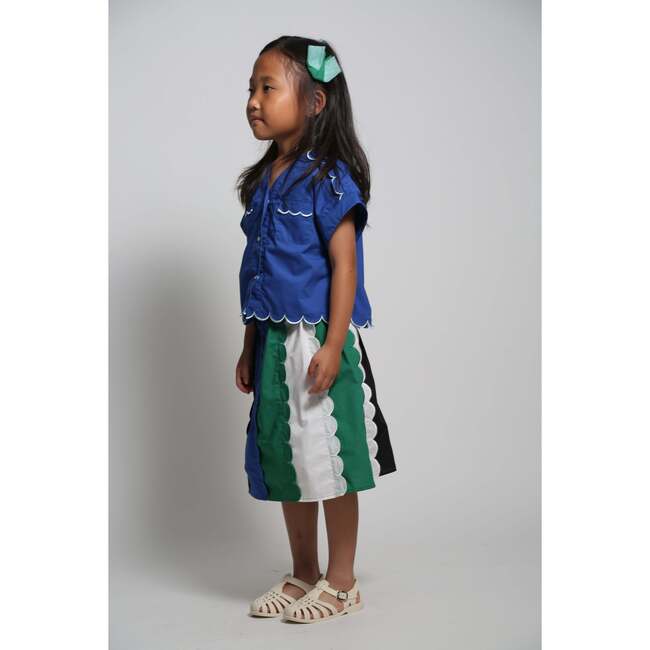 Laurel Scalloped Summer Blouse, Aegean - Blouses - 6