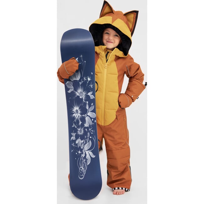 Foxdo Adjustable Hood Waterproof Zipper Snowsuit, Leather Brown - Snowsuits - 3