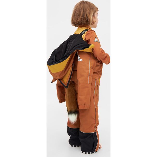 Foxdo Adjustable Hood Waterproof Zipper Snowsuit, Leather Brown - Snowsuits - 7