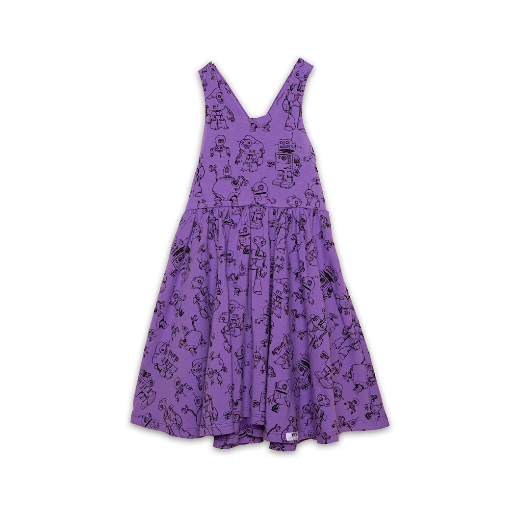 Cross Back Twirly Dress in Robots - Dresses - 1
