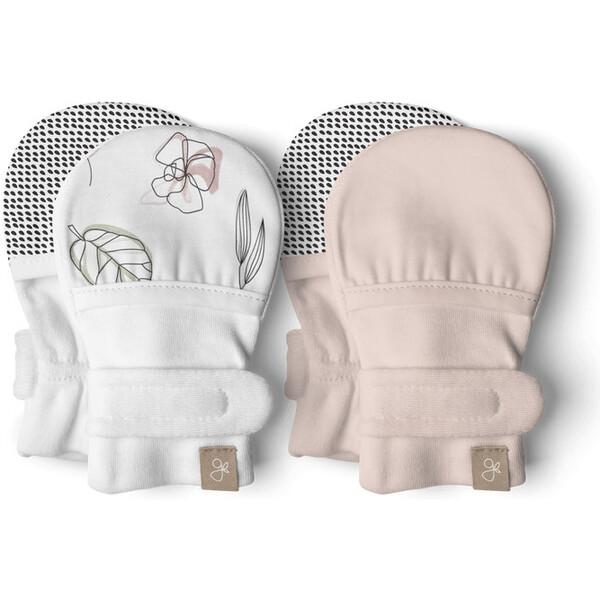 Stay On 2-Pack Mitts, Abstract Floral + Rose - Goumi Hats & Mittens ...