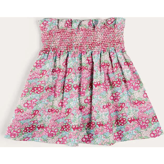 Viola Floral Smocked Waistband Skirt in Pink