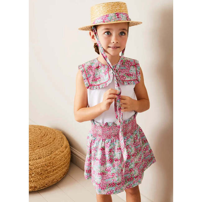 Viola Floral Smocked Waistband Skirt in Pink - Skirts - 2