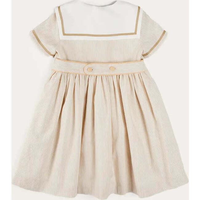 Waterford Striped Mariner Collar Double Breasted Short Sleeve Dress in Beige - Dresses - 2