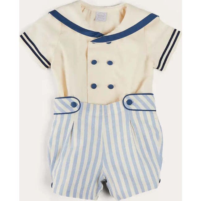 Regency Stripe Mariner Collar Two Piece Set With Bloomers in Blue - Mixed Apparel Set - 1