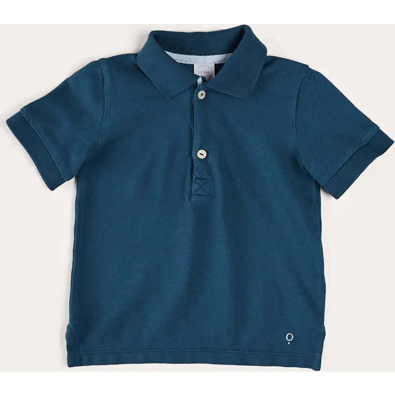 Plain Short Sleeve Polo Shirt in Navy - Shirts - 1