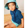 Plain Short Sleeve Polo Shirt in Navy - Shirts - 2