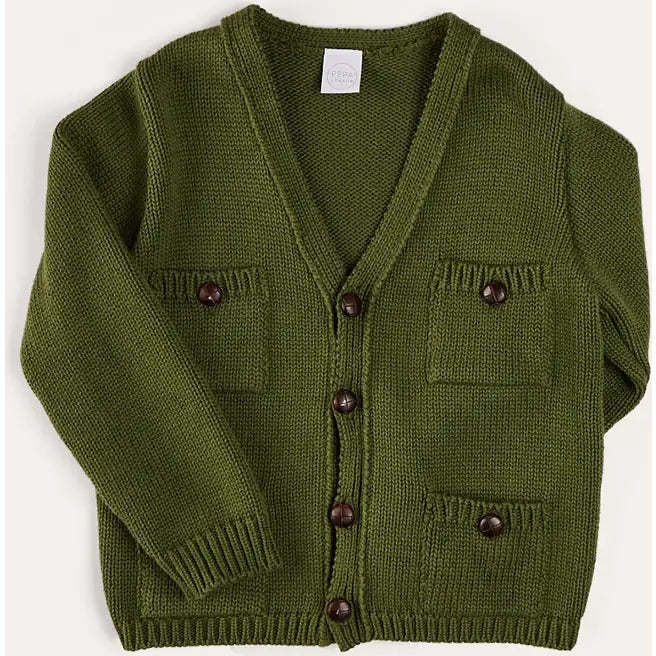 Safari Button Detail Cardigan in Green - Cardigans - 1